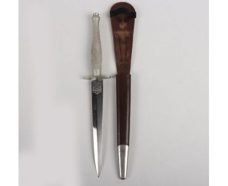 WW2 British Nickel Plated 2nd Pattern Fairbairn Sykes (F.S) Commando Knife by Wilkinson Sword Co Ltd, good example with nicke