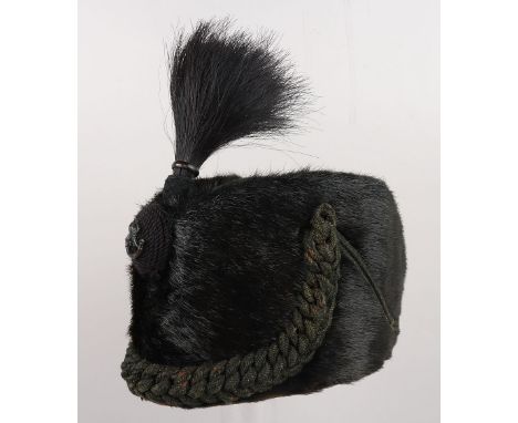 Post 1908 Isle of Wight Rifles Astrakhan Busby, fine example of an Astrakhan busby for Rifles regiment with knotted cord boss