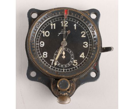WW2 German Luftwaffe Aircraft Cockpit Clock by Junghans, stamped to the movement “J 30 BZ”. Dial signed Junghans, with lumino