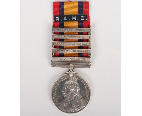 Queens South Africa Medal to the Royal Army Medical Corps, medal with 5 clasps, Cape Colony, Tugela Heights, Relief of Ladysm