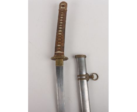 Japanese Officers Sword Katana, blade 63cms, nakago inscribed Kaneyoshi, 3 mekugi ana, in 72 inspector’s markshin gunto mount