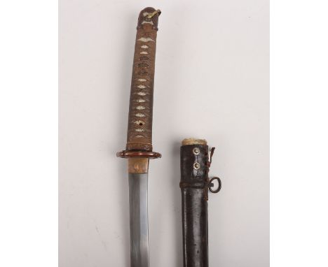 Japanese WW2 Army Officers Sword Katana, blade 65.9cms, 2 mekugi ana, mumei, Fuji-like hamon, in shin gunto mounts, tape boun