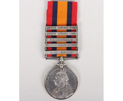 Queens South Africa Medal to the Royal Army Medical Corps, medal with 5 clasps, Cape Colony, Orange Free State, Transvaal, So