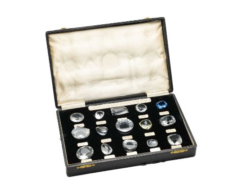 CASED SET PASTE 'MODELS OF THE LARGEST DIAMONDS IN THE WORLD', comprising 15 models in clear and tinted paste in velvet & sat