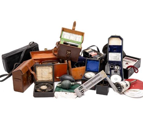 ASSORTED WIND/GAS INSTRUMENTS, including several Davis & Sons anemometers, Auer gas tester, air thermometer, Elliott Speed In