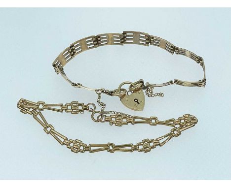 TWO 9CT GOLD BRACELETS, comprising panel bracelet and multi link bracelet, 11.6gms gross (2)Provenance: private collection Ca