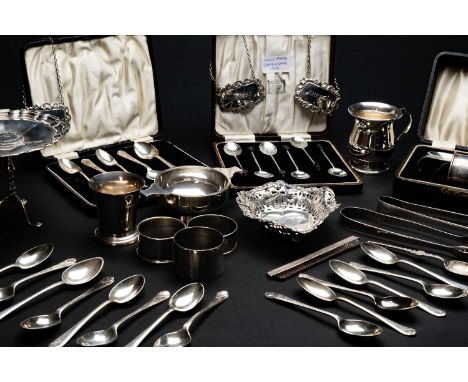 ASSORTED SILVER COLLECTIBLES, various dates, including boxed set coffee bean spoons Birmingham 1926, five coffee spoons Birmi