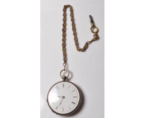 An early 20th Century continental silver pocket watch having a white enamelled face with roman numerals to the chapter ring a