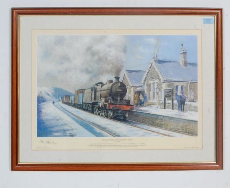 Railway interest; Steaming Through the Snow At Bitton by Alan Ward - limited edition No. 3/500 colour print of a locomotive a