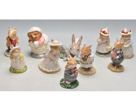 A collection of ten ceramic animal figurines comprising of eight Royal Doulton Brambly Hedge characters including Poppy Eyebr