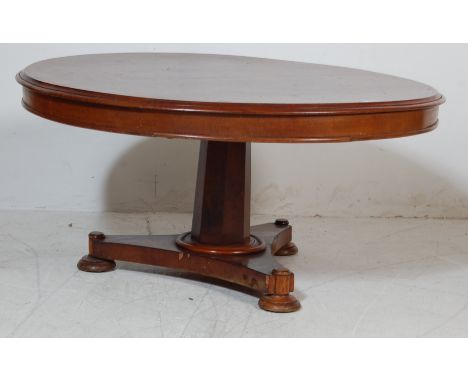 An antique 19th Century Victorian mahogany tilt top table converted to a coffee table. The table&nbsp; having a circular cham