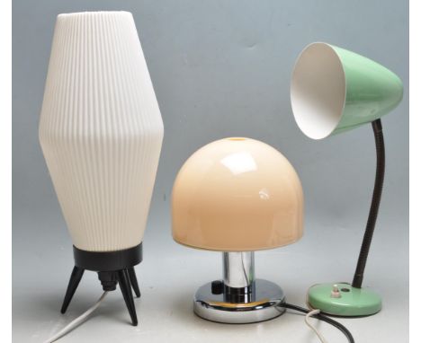 A collection of three vintage 20th century desk lamps / table lights to include a 1930’s goose neck desk lamp with conical sh