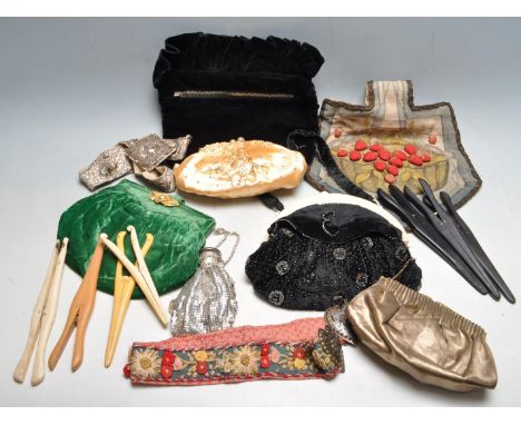 A collection of early 20th century Art Deco and later evening &nbsp;bags / occasional bags and purses of various sizes, colou
