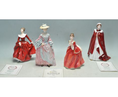 A collection of four porcelain figurines comprising of Royal Doulton Fragrance HN 3311, Flower of Love HN3970, Mary Countess 