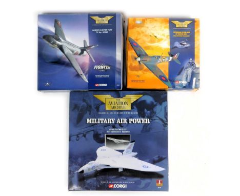 Corgi The Aviation Archive, including Supermarine Spitfire mark 2A Oci Tangmere Wing Wing Commander Douglas Bader, Hawker Hun