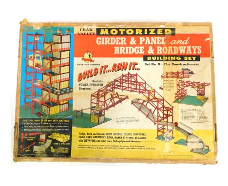 A Chad Valley motorised girder and panel bridge and roadway building set, set number 8, boxed. 