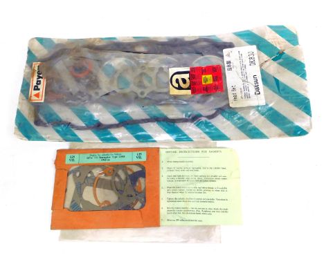 Various gaskets, comprising a head gasket set for a Datsun CA165 4 cylinder overhead camshaft engine, and a Villiers 247cc TS