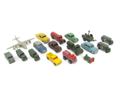 Corgi, Dinky and other diecast, play worn, including a Dinky Toys Empire flying boat, Corgi Toys Hillman Husky, Dinky Toys Au