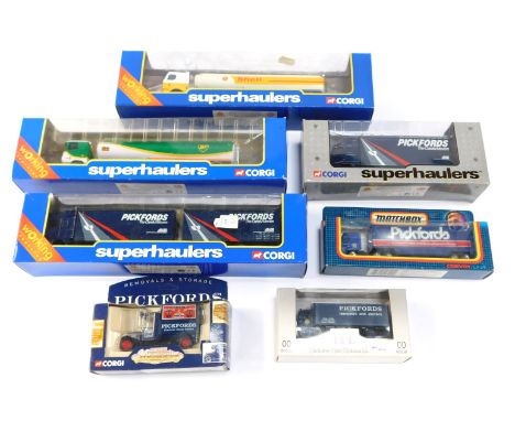 Corgi Super Haulers and Matchbox vehicles, comprising Matchbox Pickfords DAF coffer wagon, Super Haulers ERF four wheel rigid