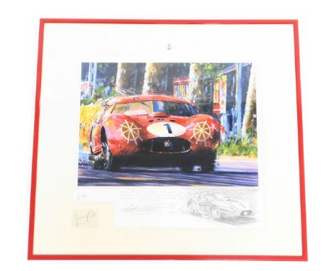 After Nicholas Watts. Le Mans 1957, signed limited edition print 1/25, bearing signature of Stirling Moss and Frank Costin, w