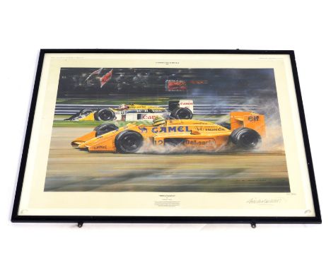 After Nicholas Watts. Triple Champion, signed limited edition print 221/850, 35cm x 55cm.