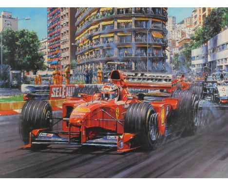 After Nicholas Watts. Schumacher Triumphant, signed print bearing further signature, 44cm x 64cm.