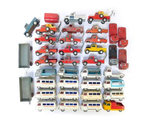 A group of diecast vehicles, play worn, to include Corgi Toys Commer three quarter tonne chassis, Corgi Land Rover 109WB, etc