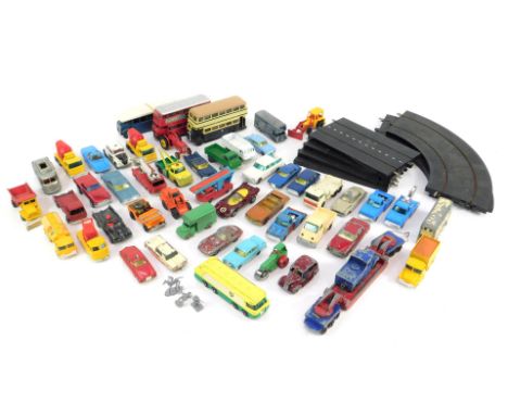 Husky Matchbox and other diecast, play worn, including Corgi Junior Batmobile, EFE Daimler utility bus, Husky ERF cement mixe