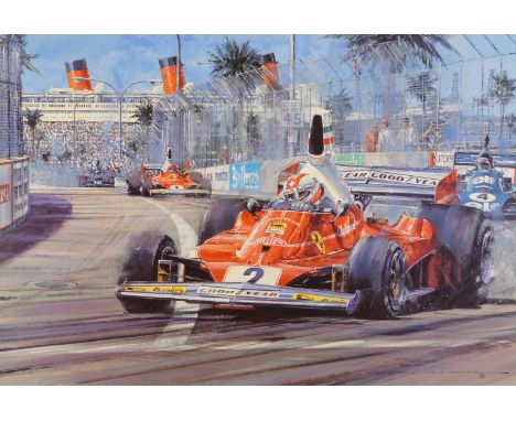 After Nicholas Watts. Regazzoni, signed limited edition print 128/500, bearing further signature, 45cm x 63cm.