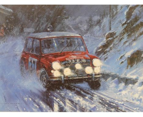 After Nicholas Watts. Monte Carlo Rally - 1964, signed artist proof print, bearing further signatures, 46cm x 64cm.