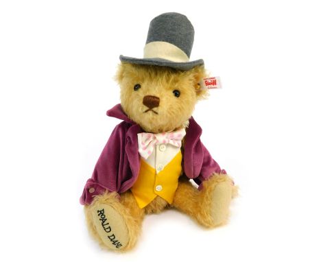 A Steiff Roald Dahl Willy Wonka Teddy Bear, limited edition 997/1916, 28cm high, boxed with certificate.