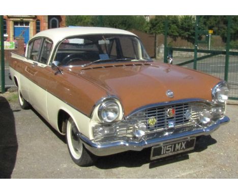 A 1962 Vauxhall Cresta, registration 1151 MX, 2651cc petrol, 95,637 recorded miles, registered 1.3.62, in brown and cream, V5