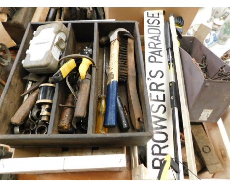 Two boxes of tools &amp; other sundries