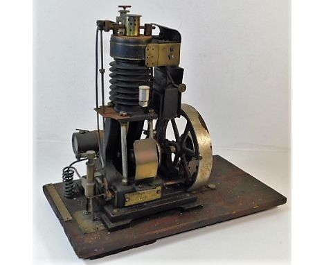 An early 20thC. stationary model of an internal combustion engine bearing brass plaque "Llewelyn Morgan Motor Engineers, Cust