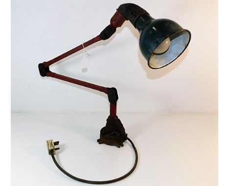 A heavy duty industrial machinists lamp with enamel shade, maker MEK-ELEK