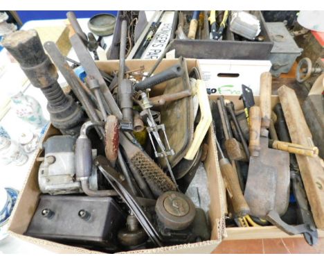 Two boxes of tools &amp; other sundries 