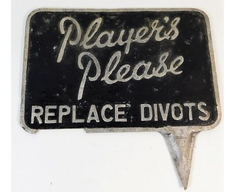 A vintage cast alloy plaque "Player's Please" of golf &amp; tobacciana interest 8.75in wide x 6in high excluding spike 