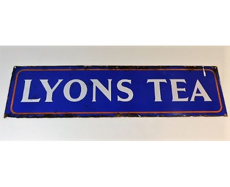 A vintage Lyon's Tea steel enamel sign 27in wide x 7in high 