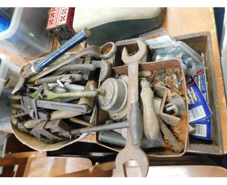 Two boxes of tools &amp; other sundries