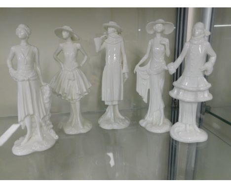 Five 1920's style "Vogue Collection" by Royal Worcester 8in tall