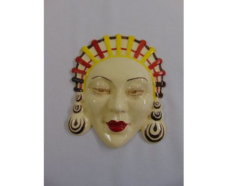 Clarice Cliff Bizarre Art Deco wall mask, marks to the verso