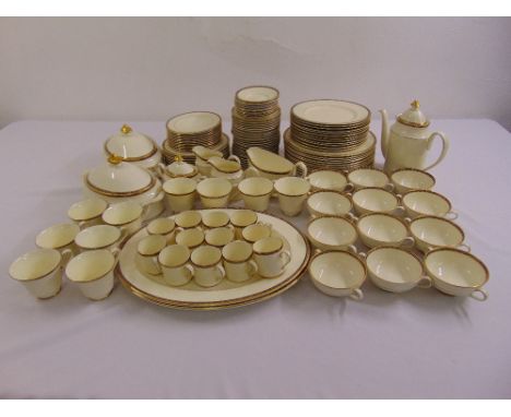 Minton St. James dinner and tea service to include plates, bowls, serving dishes, coffee pot, cups, saucers, milk jug, sugar 