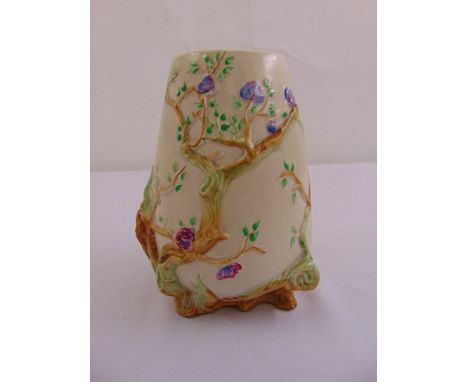 Clarice Cliff cherry tree design vase, marks to the base