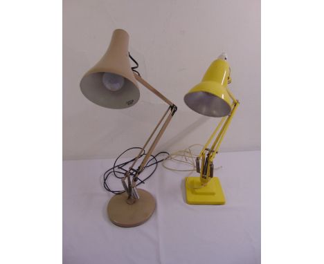 A vintage Herbert Terry yellow 1227 angle poise table lamp, together with one other (2)