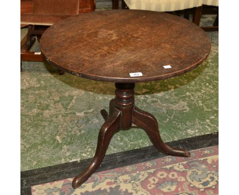 A George III oak occasional table, tripod legs,. pad feet, c.1800