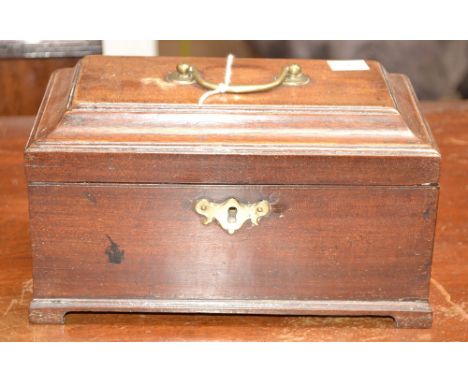 A George III mahogany tea caddy, brass carrying handle C1810