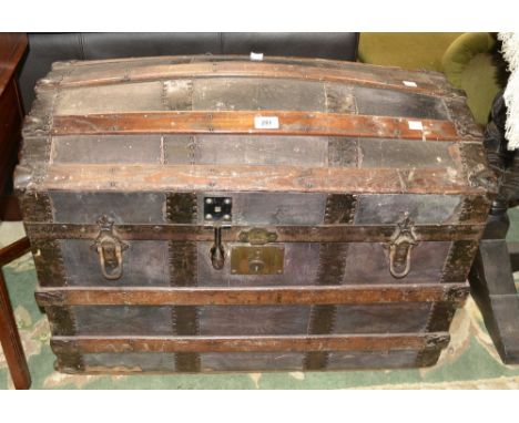 A late 19th century dome topped Bentwood travelling trunk
