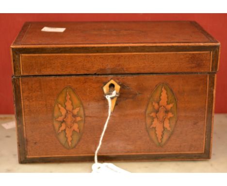 A George III mahogany inlaid tea caddy C1810