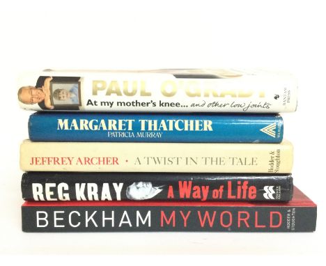 A collection of signed autobiographies including Reggie Kray, David Beckham etc. postage category B