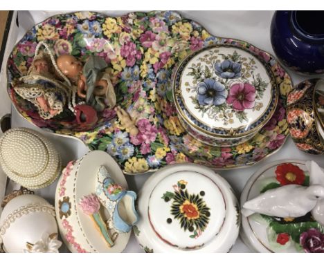 A collection of ceramics including Royal crown Derby trinket box .